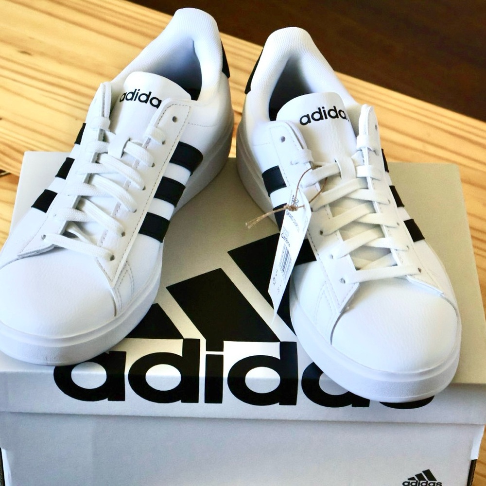 Adidas Grand Court White and Black Shoes - Picture 2 of 7